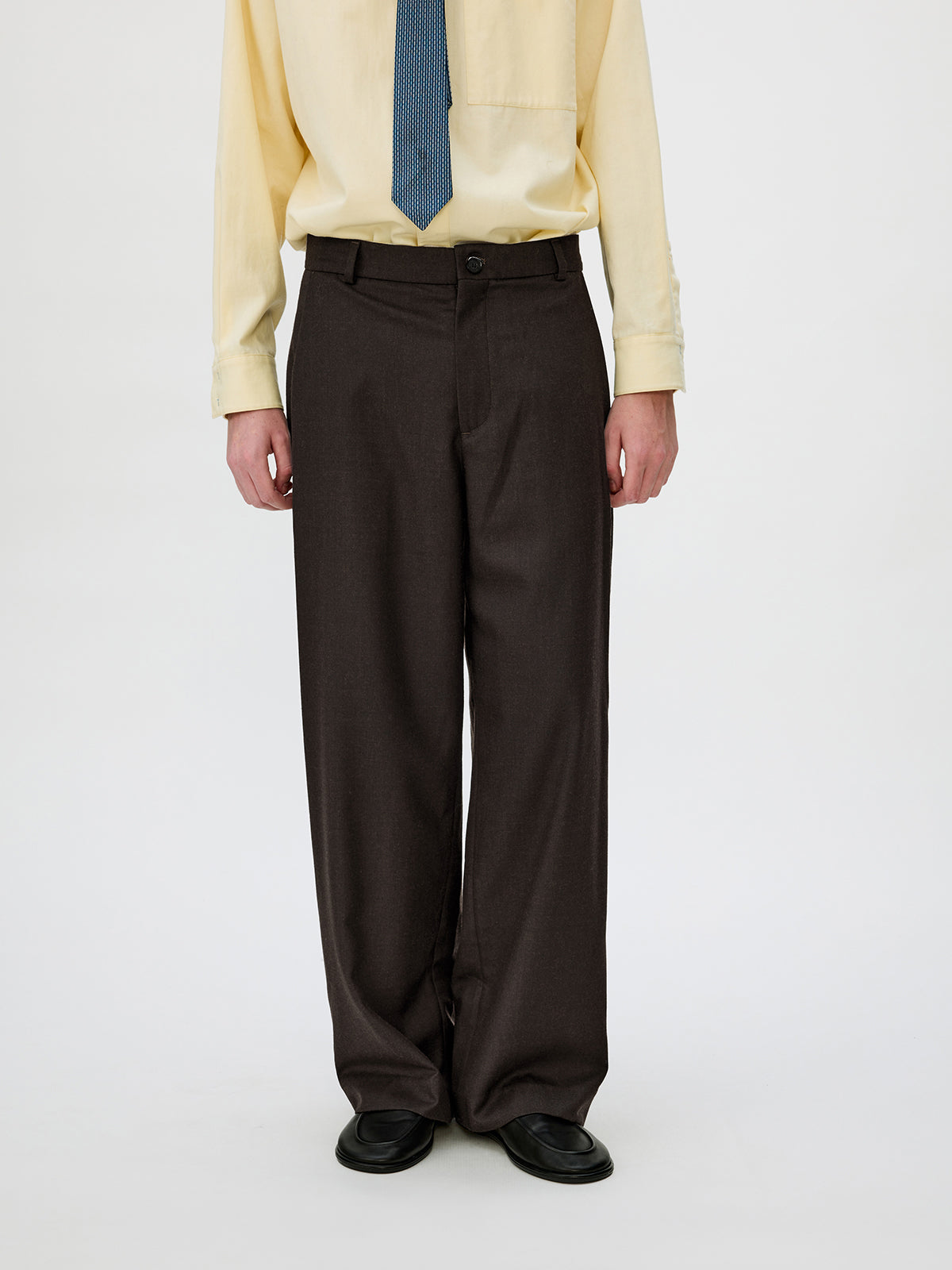 Straight-Leg Pleated Casual Pants