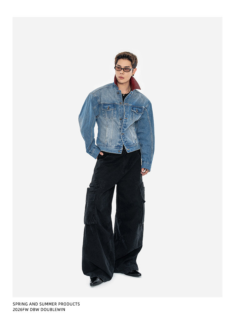 Oil-Waxed Leather Denim Jacket