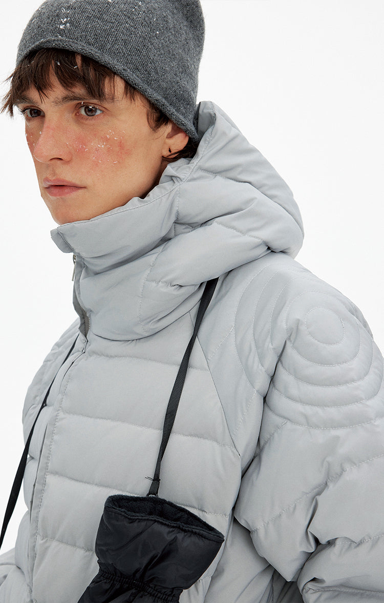 Unisex Diagonal Zipper Down Jacket