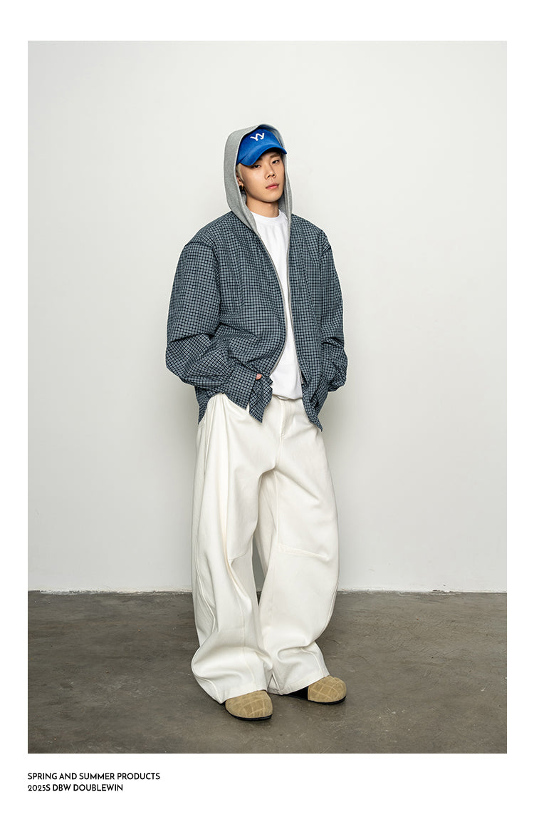 Checkered Pattern Faux Two-Piece Sweatshirt