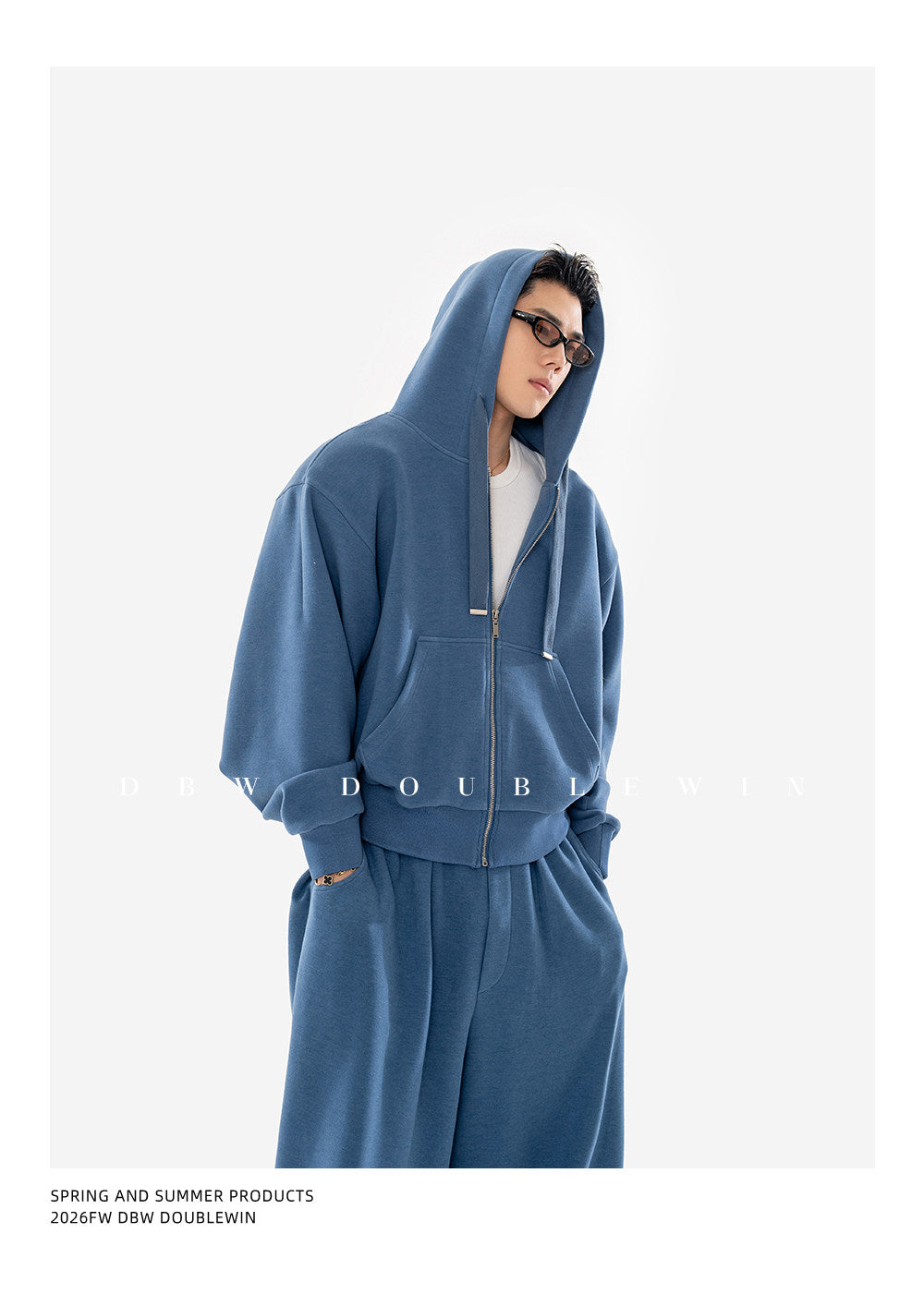 Hooded Sweatshirt Set with Shoulder Pads