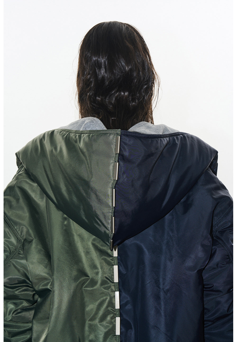 Contrast Color Loose Jacket with Hood