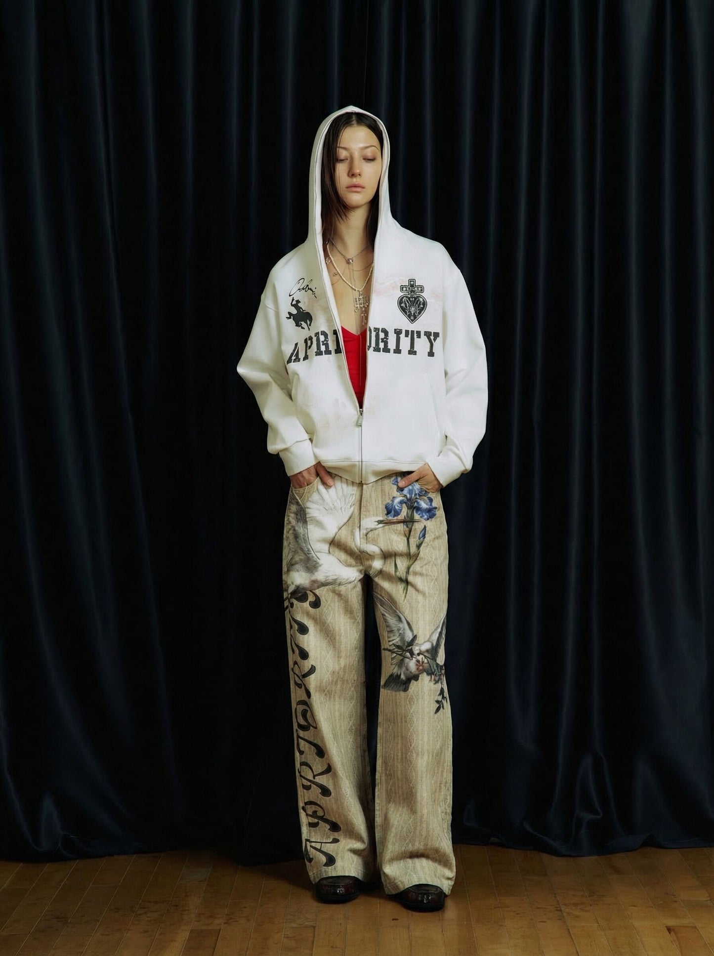 3D-Printed Denim Casual Pants