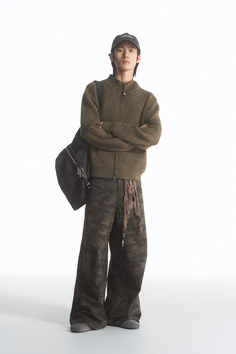 Ribbed Double Zipper Cardigan