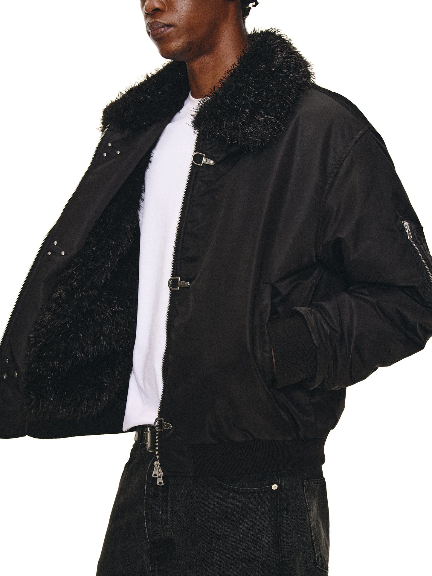 Fleece Collar Bomber Jacket