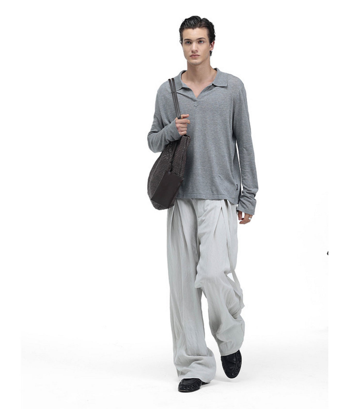 Linen-Blend Knit Polo Shirt