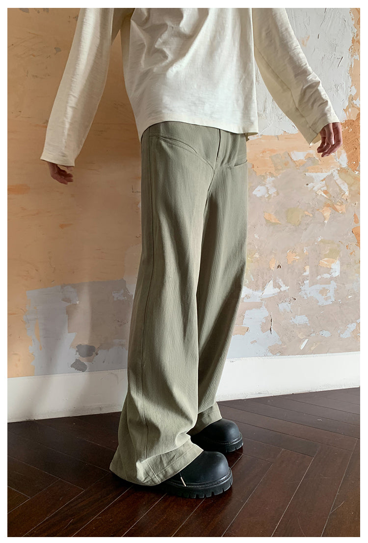 Draped wide casual pants