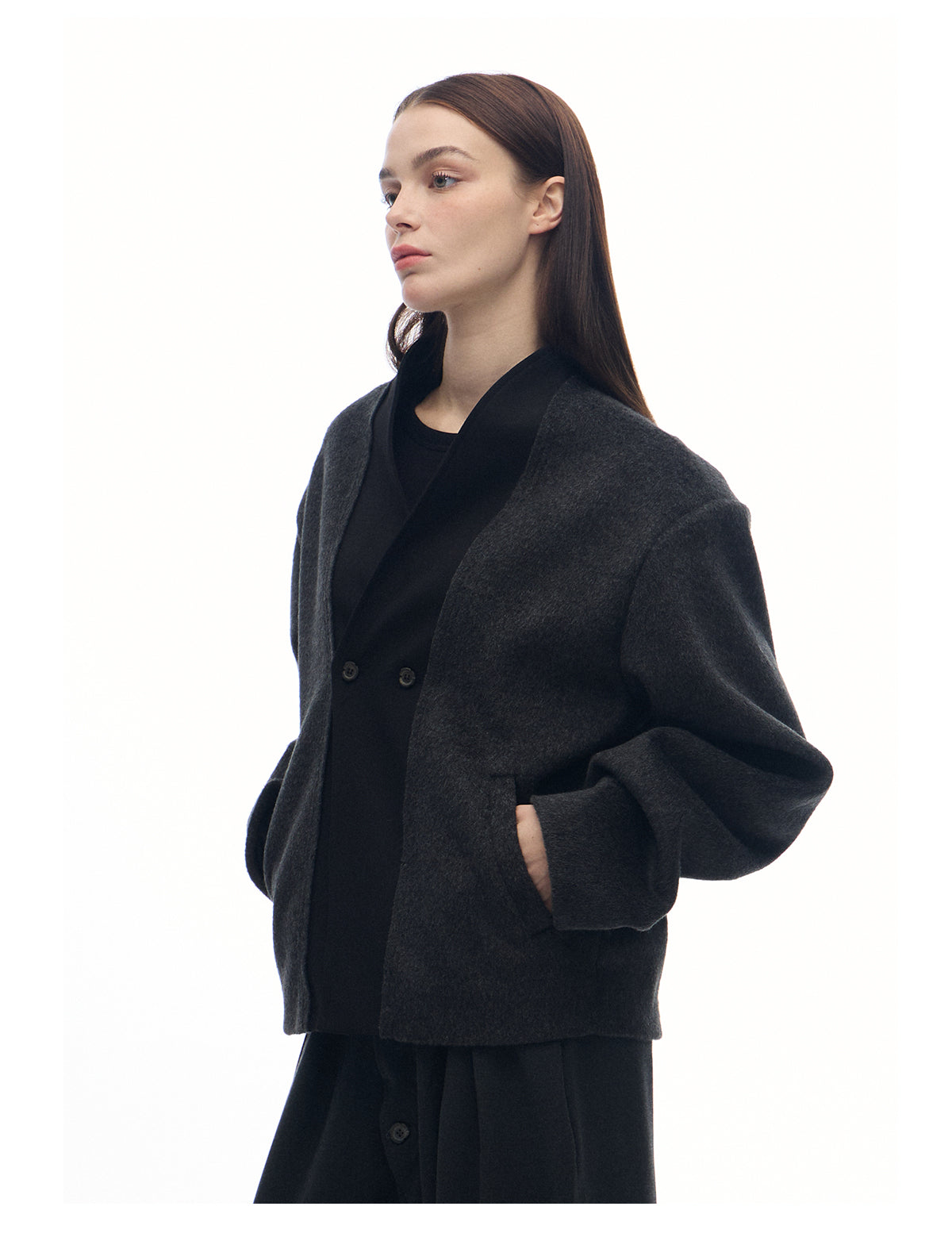 Wool two-button cardigan