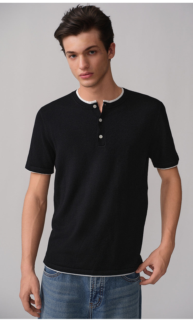 Faux Two-Piece Knit Shirt