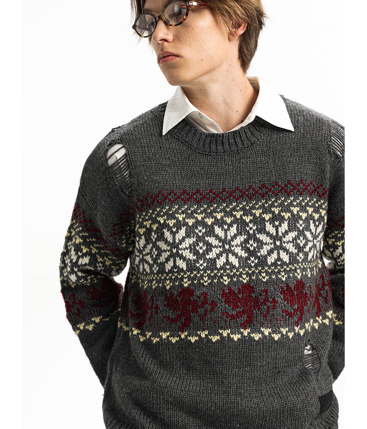 Jacquard Round Neck Knit