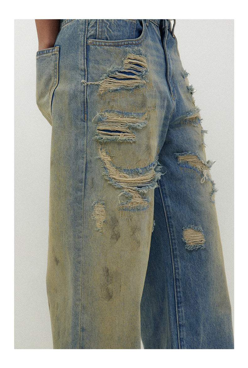 Washed Damaged Craft Jeans