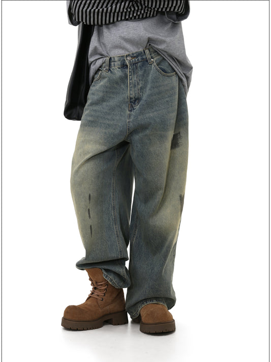 Washed Casual Wide Leg Denim Pants
