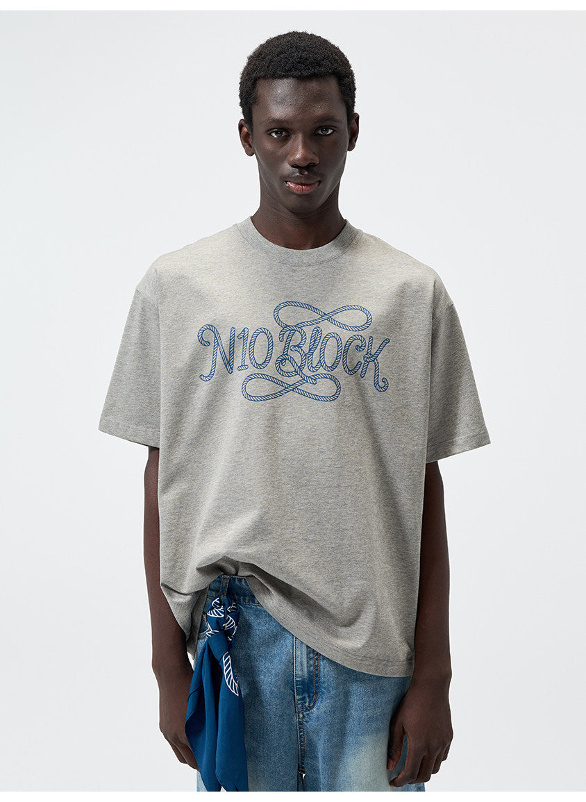 Water-Based Paste Print Crew Neck T-Shirt