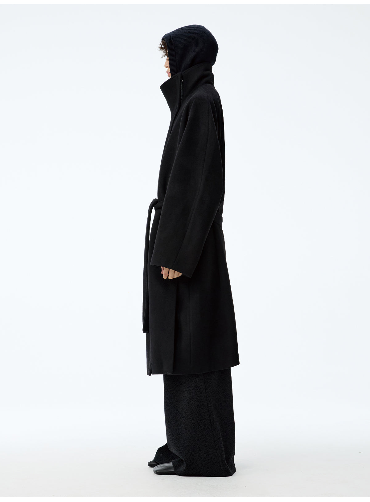 Diagonal Zipper Wool Coat