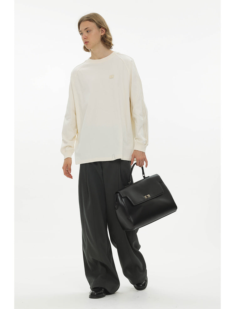 Draped slightly brushed wide pleated pants