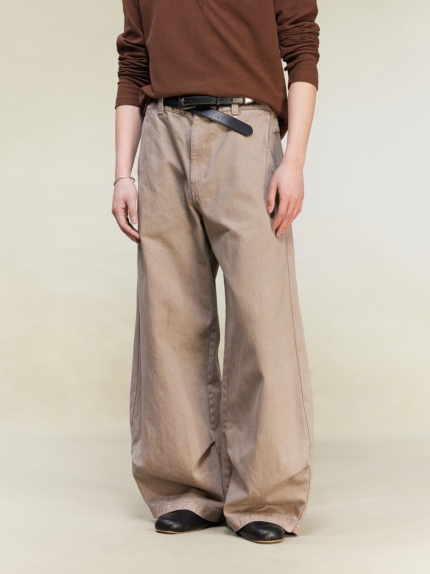 Multicolor Scimitar Pleated Denim Pants