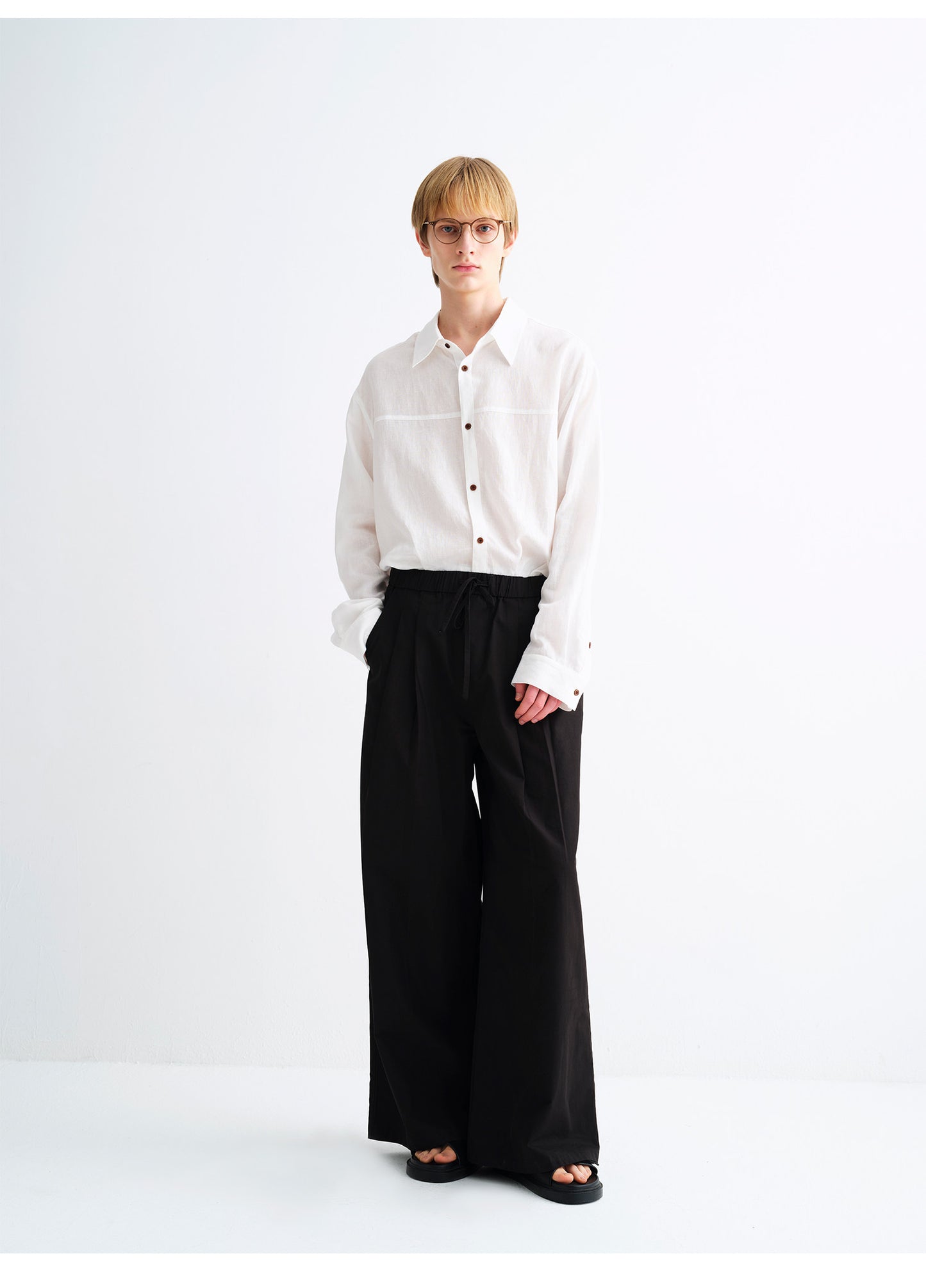 Casual Pants with Elastic Waist and Wide Legs