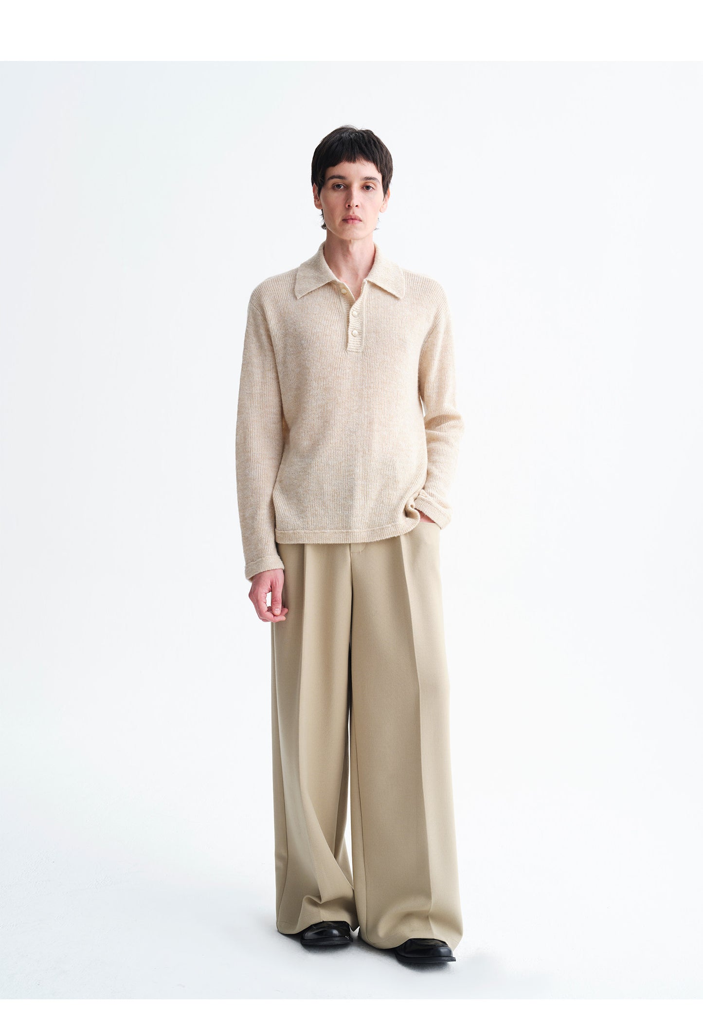 Silk Blend Pleated Wide-Leg Pants