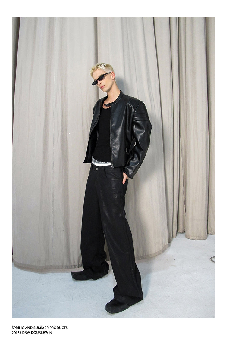 Pleated Silhouette Rider Jacket