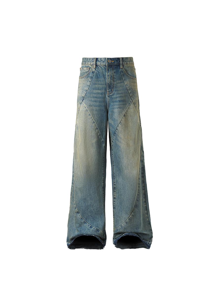 Washed Pleated Jeans