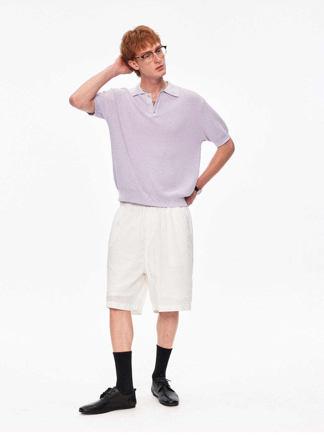 Waffle-Knit Polo Shirt