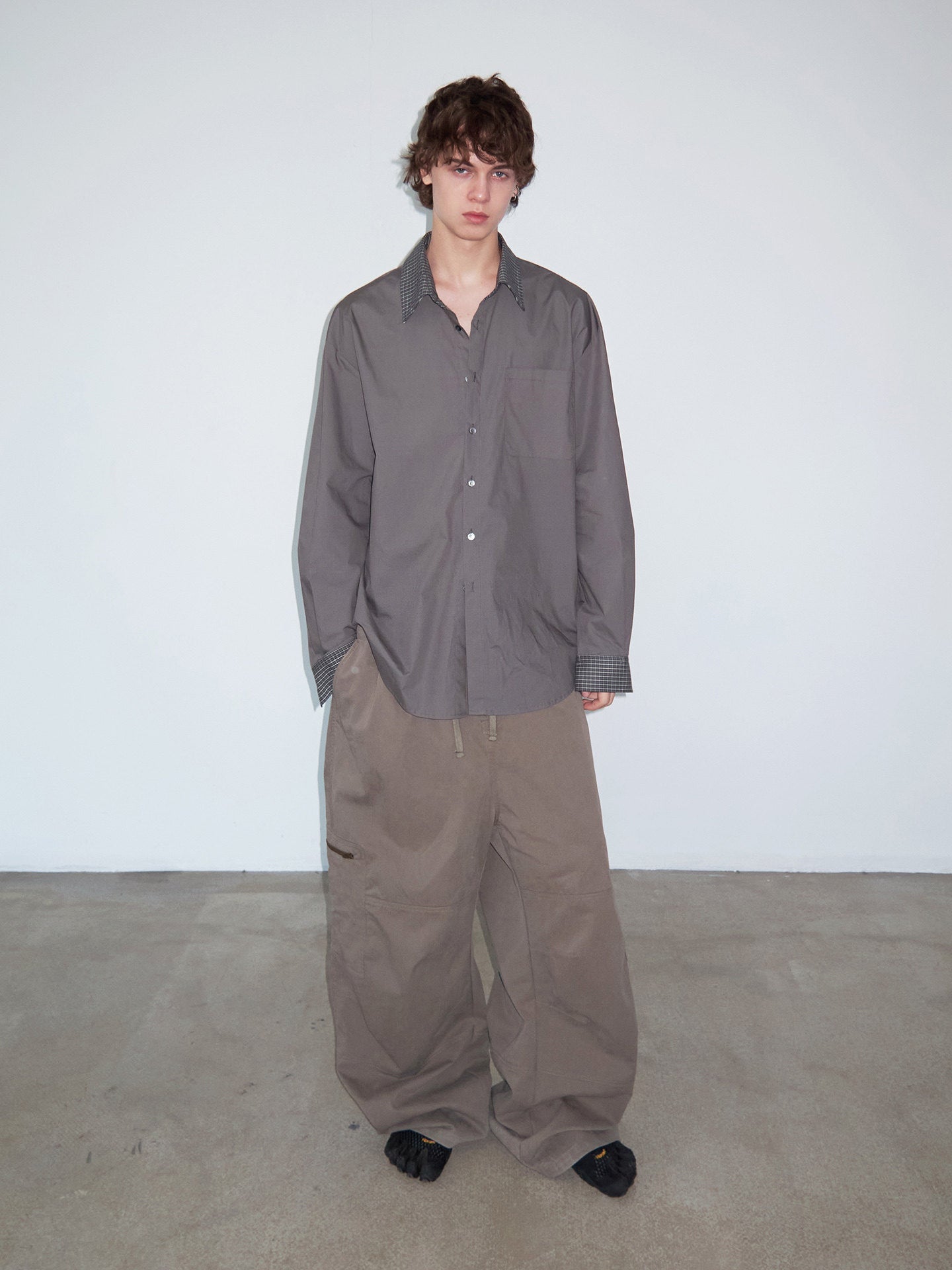 Patchwork-Patterned Shirt in Contrasting Colors