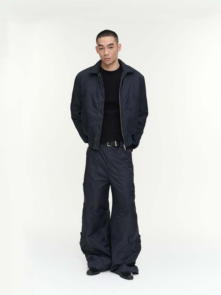 Nylon loose silhouette casual pants