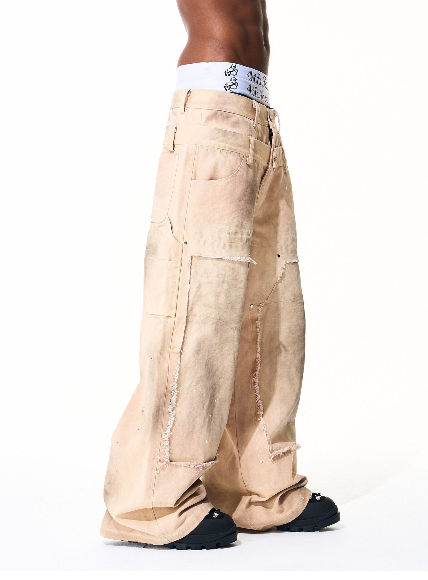 Street Style Double Waistband Jeans