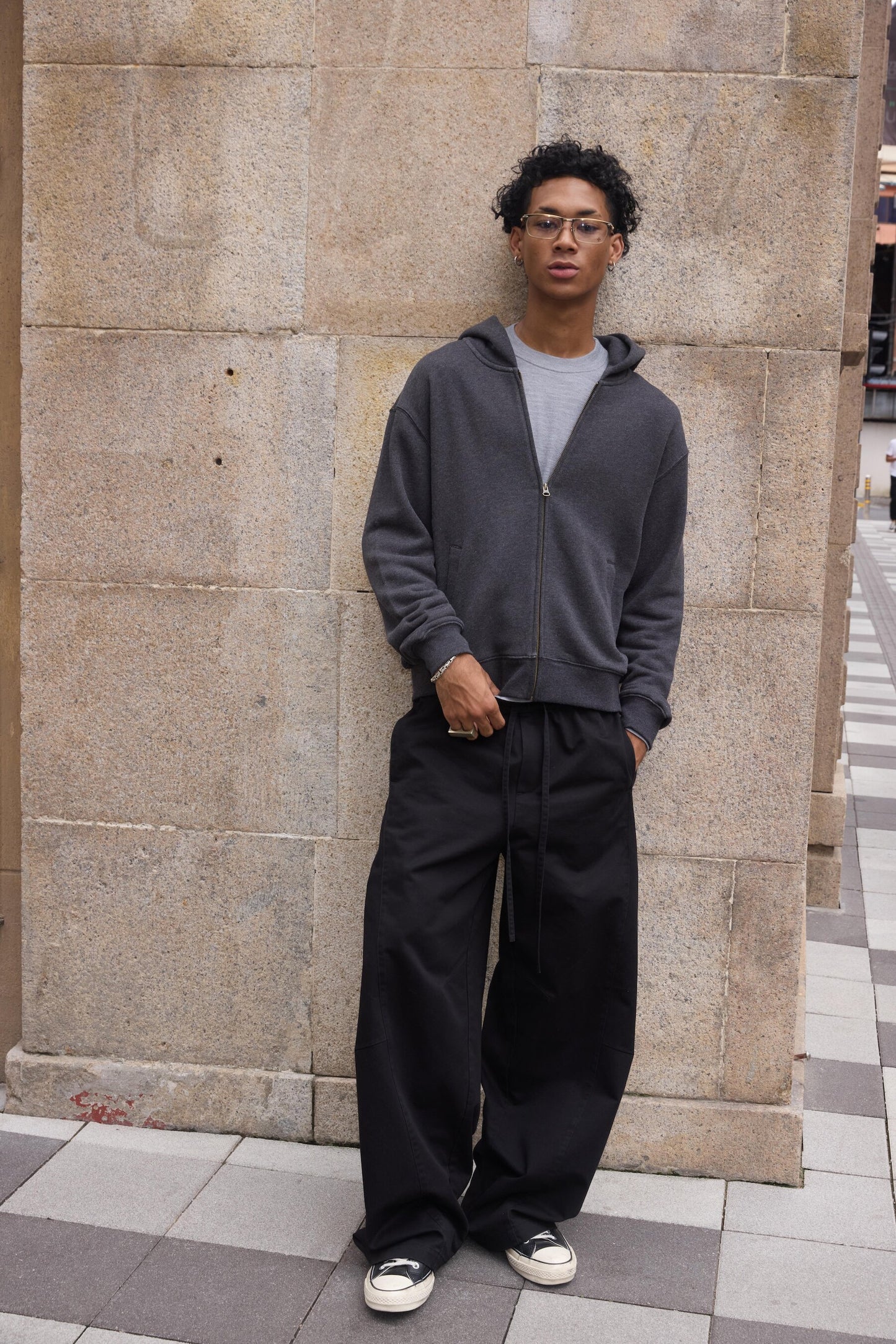 Street Style Curved-Leg Casual Pants