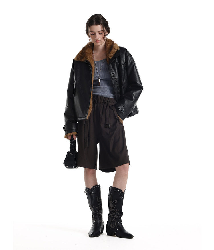 Slub Fleece Collar Thick Jacket