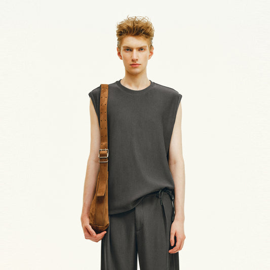 Vertical Stripe Textured Casual Pants Set