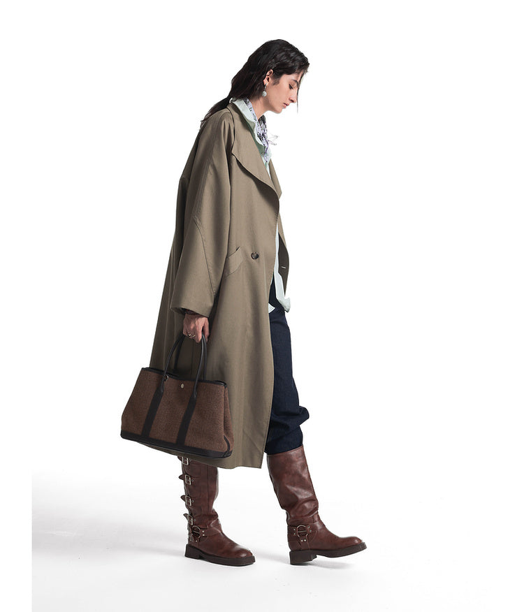 Stand-up collar long coat