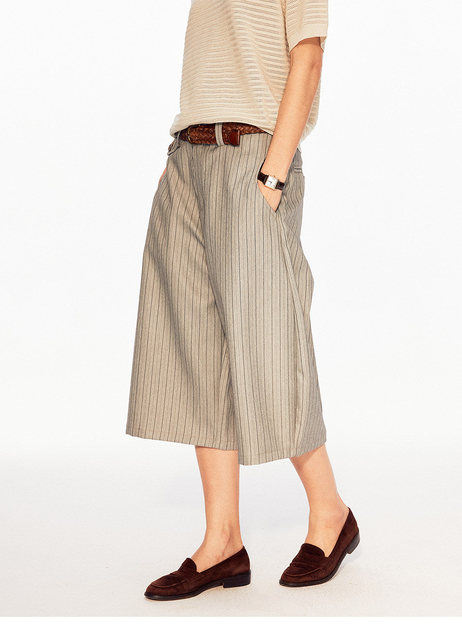 Striped Wide-Leg Shorts