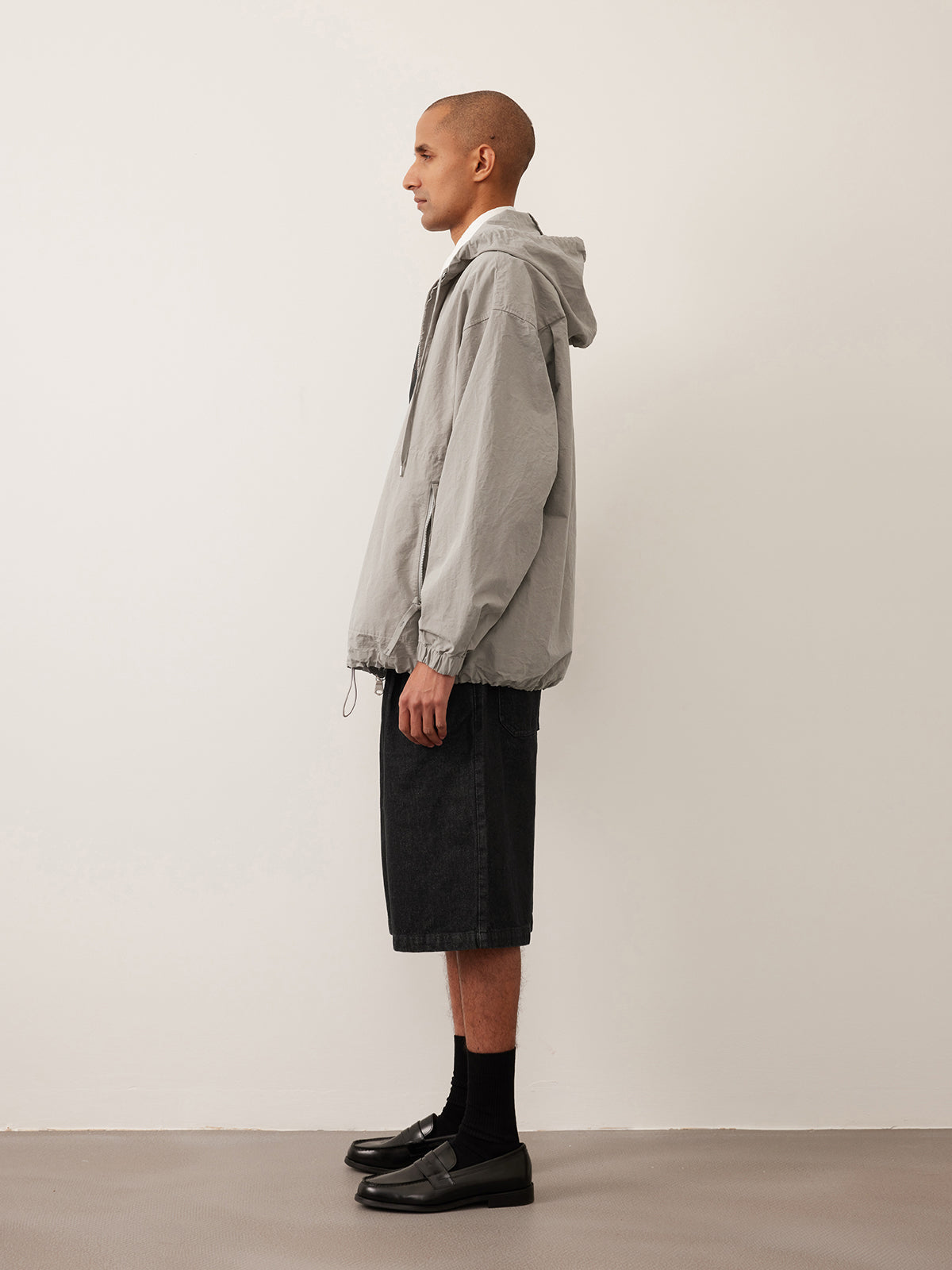 Hooded cotton zip-up jacket