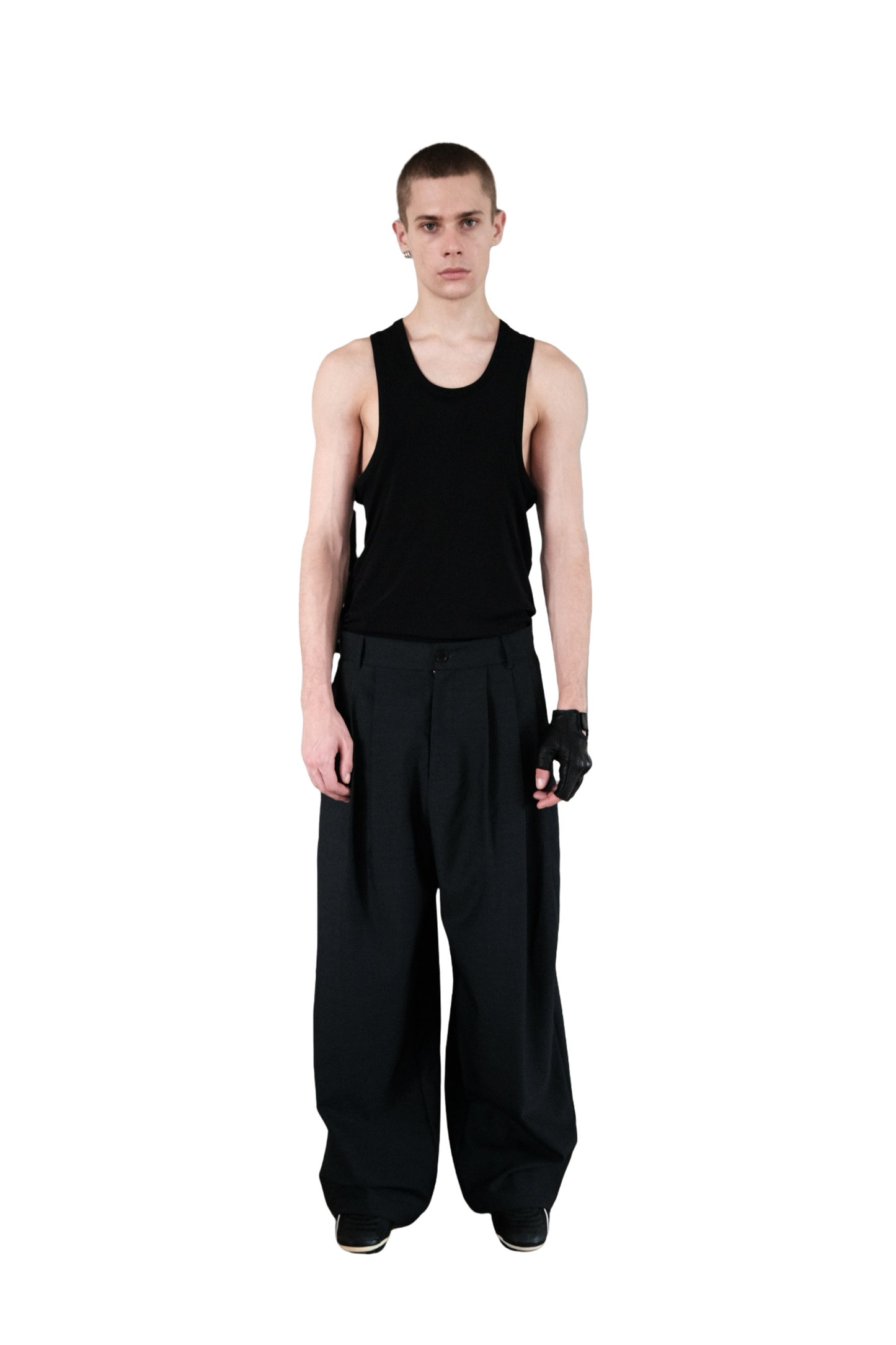 Pleated Steel Gray Casual Pants