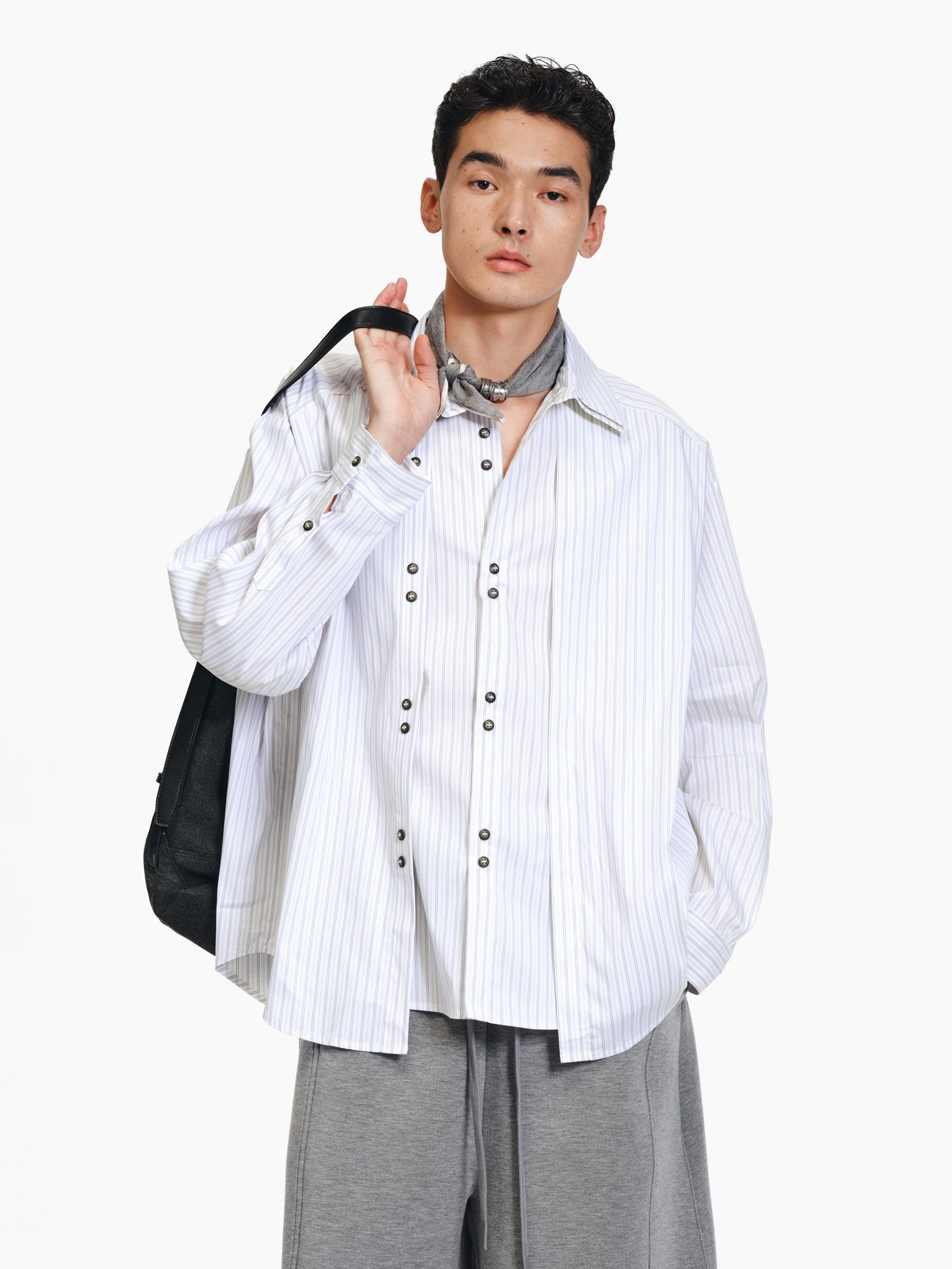 Double-breasted striped shirt