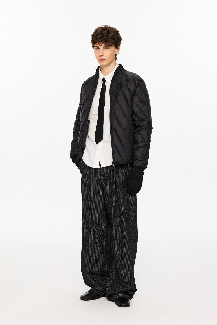 Rib-knit lightweight down jacket