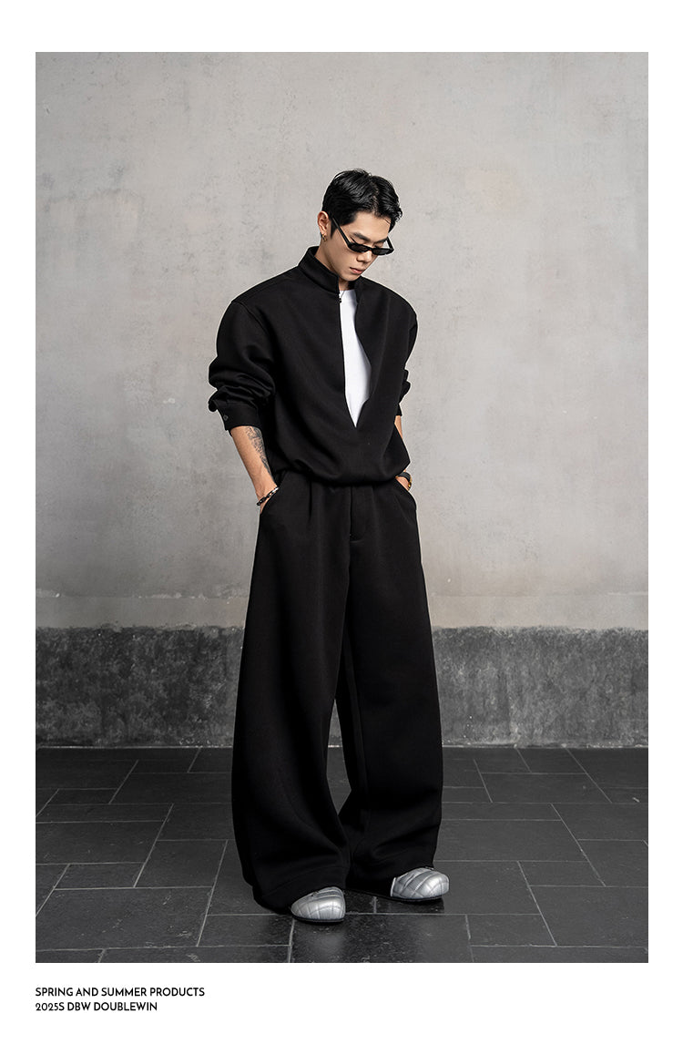 Stand-up collar sweatshirt set