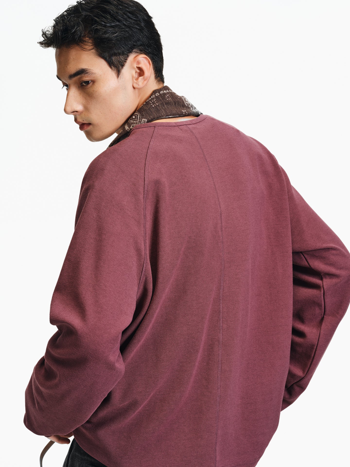 Henry Collar Diagonal Button T-Shirt