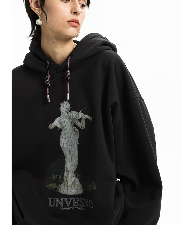 Artistic Print Hooded Sweatshirt