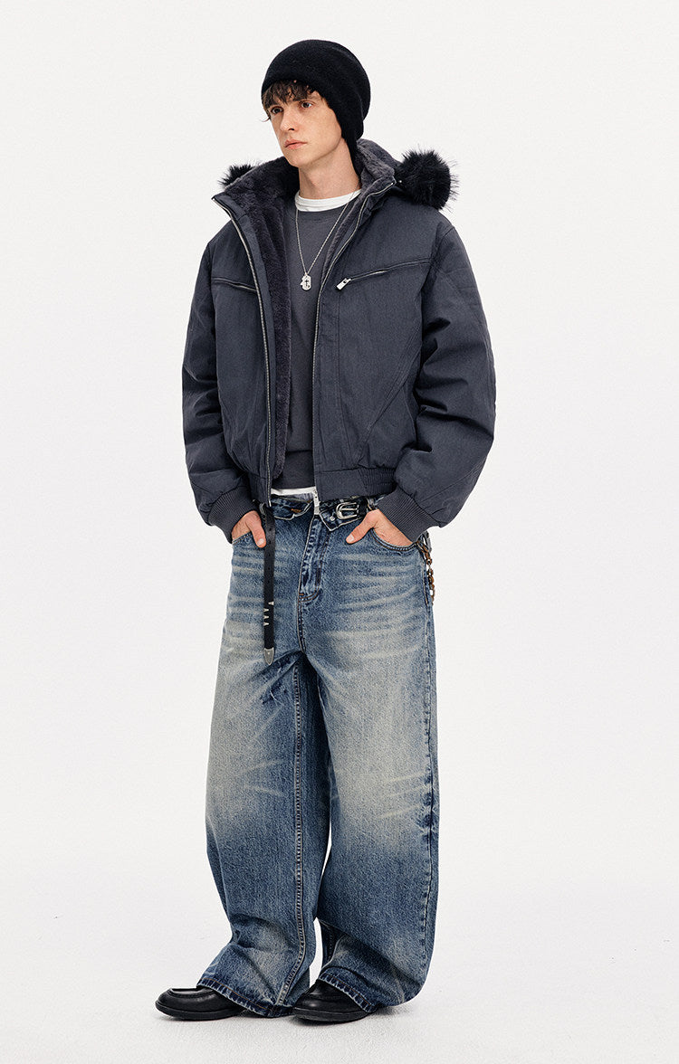 Detachable Hood White Duck Down Jacket