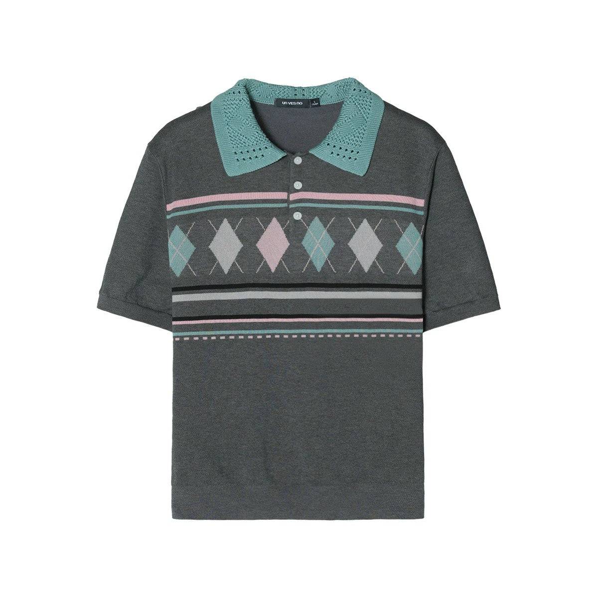 College-Style Polo-Collar Sweater
