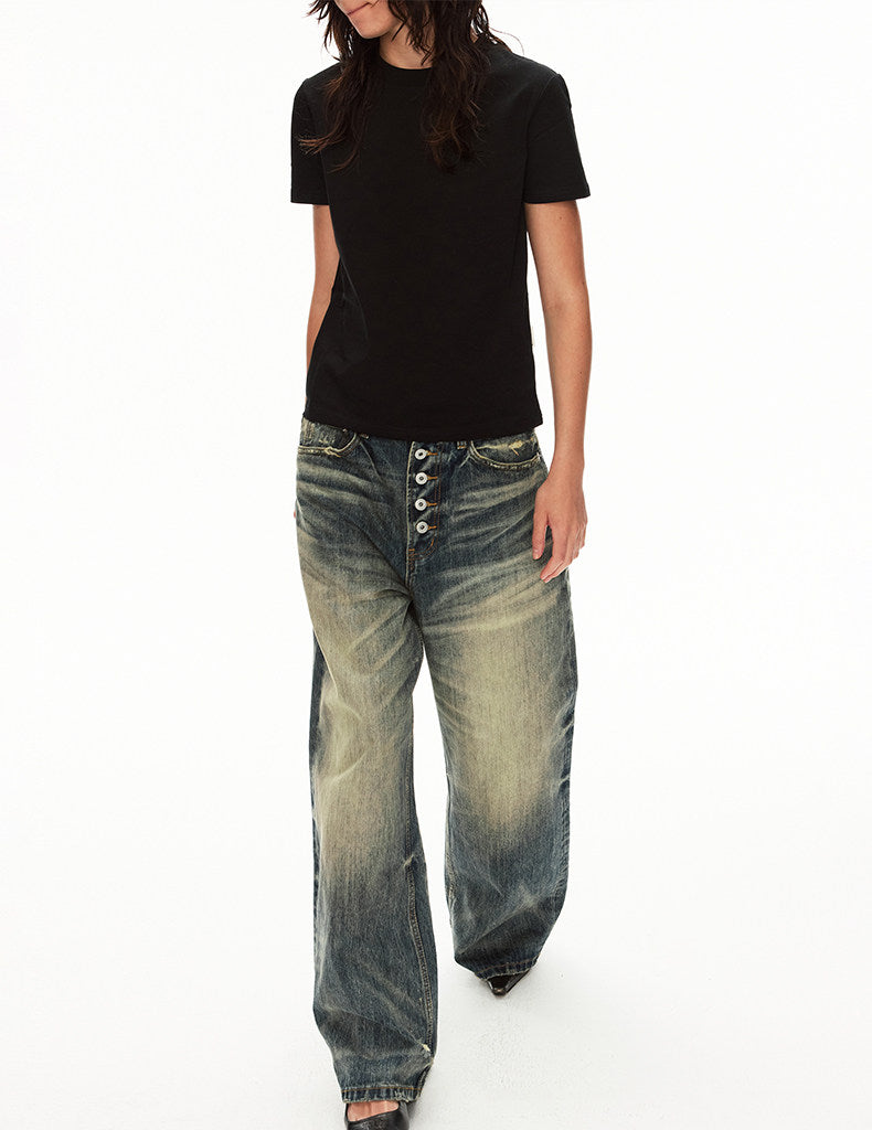 Unisex Washed Denim Pants