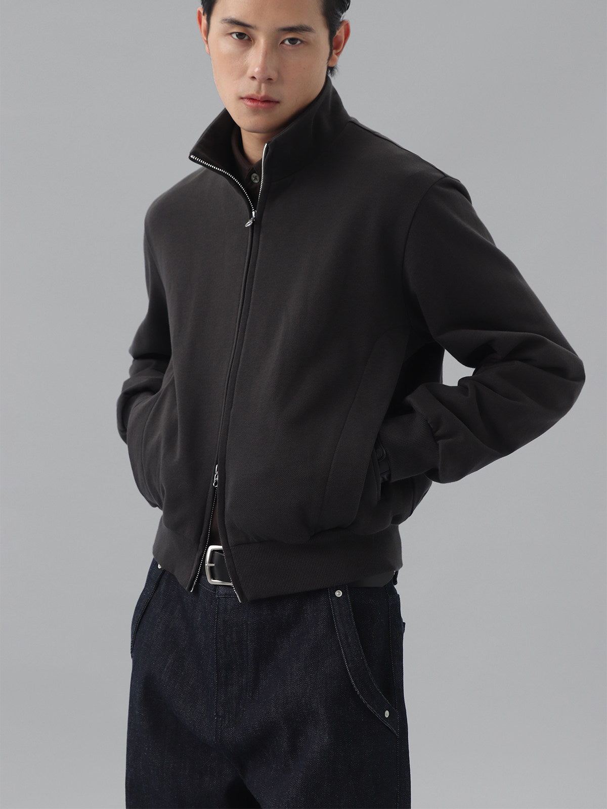 Stand-Up Collar Zip-Up Sweatshirt