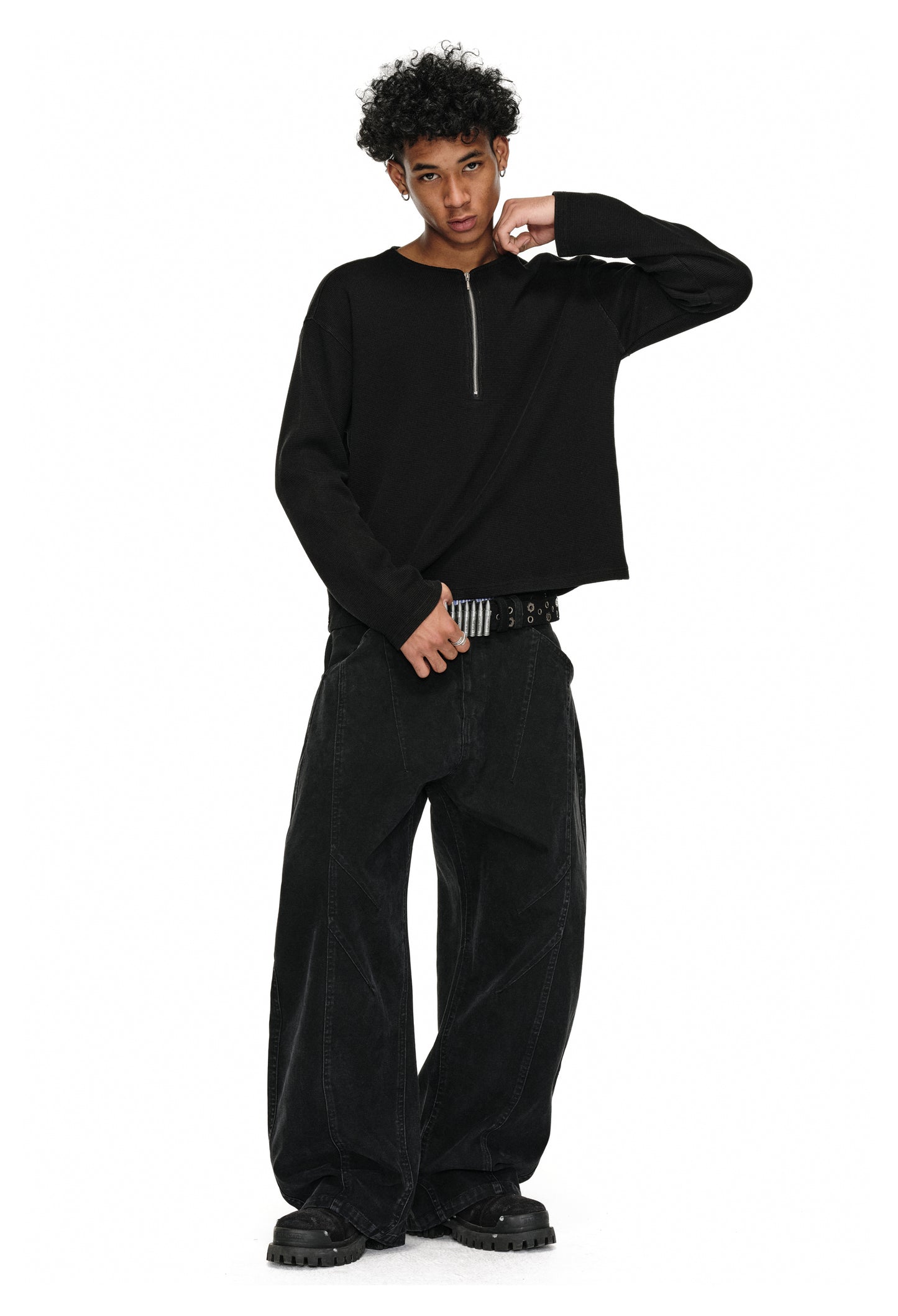 Heavy wash casual pants