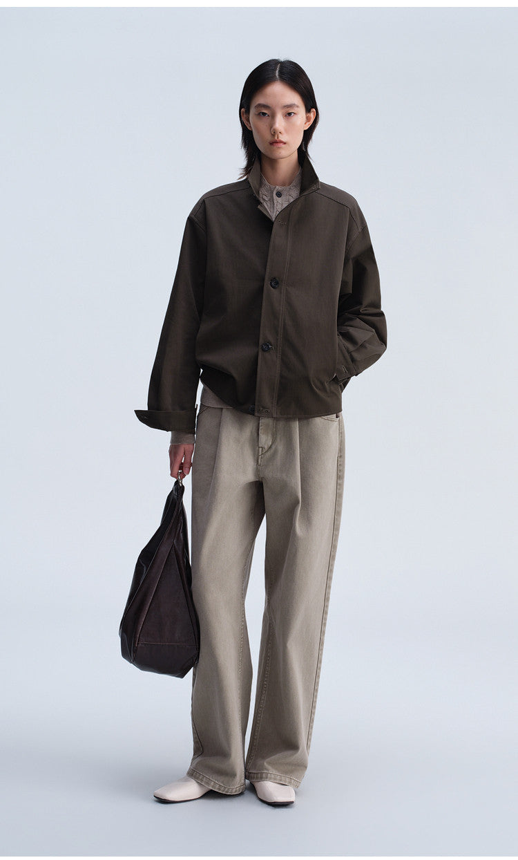 Single-Tuck Denim Pants