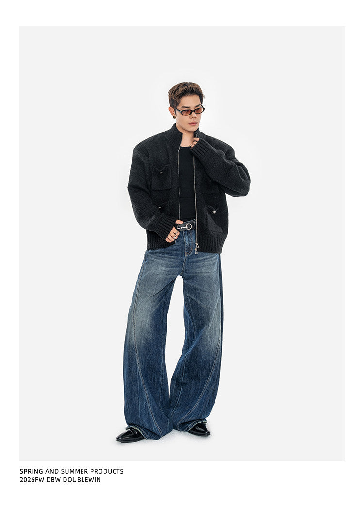 Heavyweight Sweater Jacket with Multiple Pockets