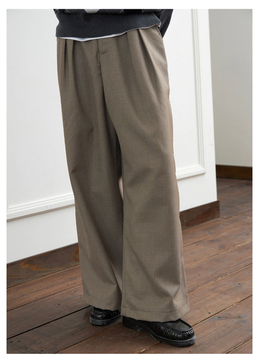 Double-Pleated Wide-Leg Casual Pants