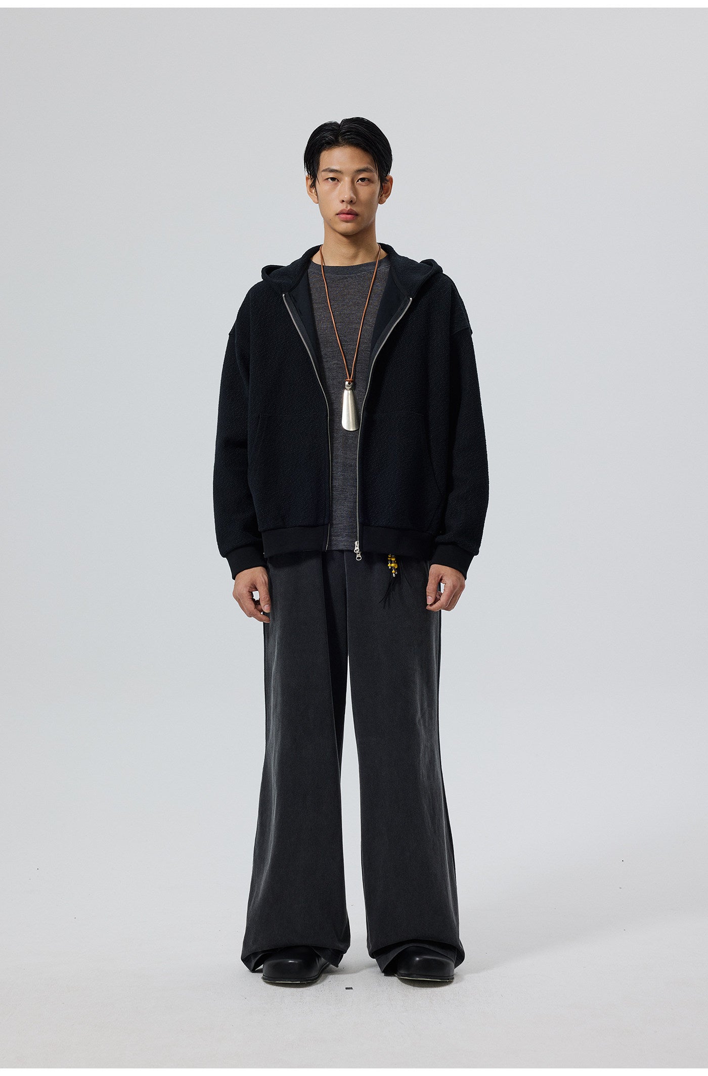 Button-down hooded sweatshirt