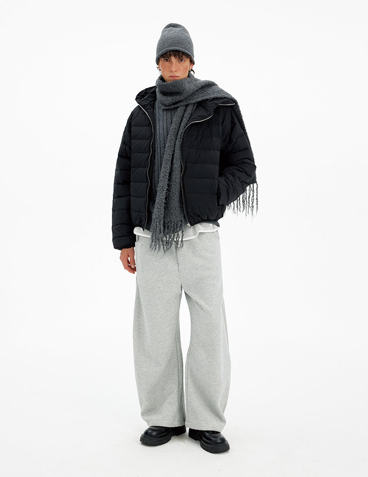 Unisex Diagonal Zipper Down Jacket